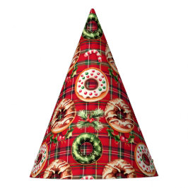 Chapéu De Festa Red Retro Natal Rosquinhas Red Tartan Xadrez