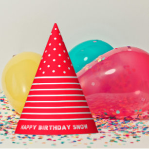 Chapéu De Festa Red, White Dots, Stripes Party Hat