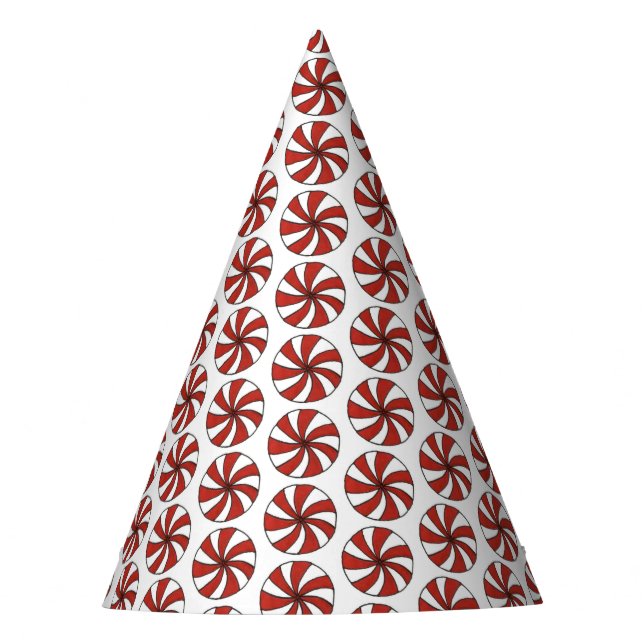 Chapéu De Festa Red White Pepperminton Swirl Mint Candy Natal (Frente)