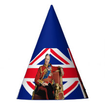 Rei Charles III com bandeira britânica