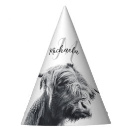 Chapéu De Festa retrato de vaca das Terras Altas monograma inicial