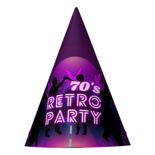 Chapéu De Festa Retro 80s Disco Dance Party Neon Purple Funky