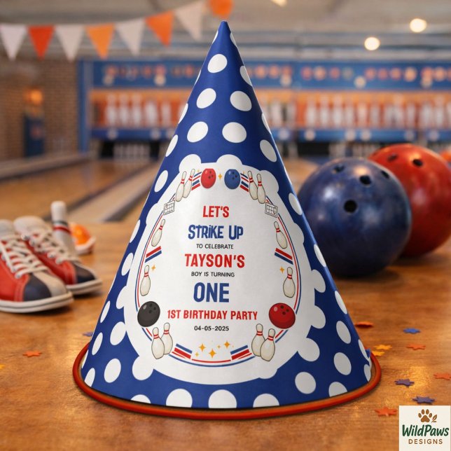 Chapéu De Festa Retro Bowling 1st Birthday Party – Fun Kids  (Retro Bowling 1st Birthday Party – Fun Kids Hat
)