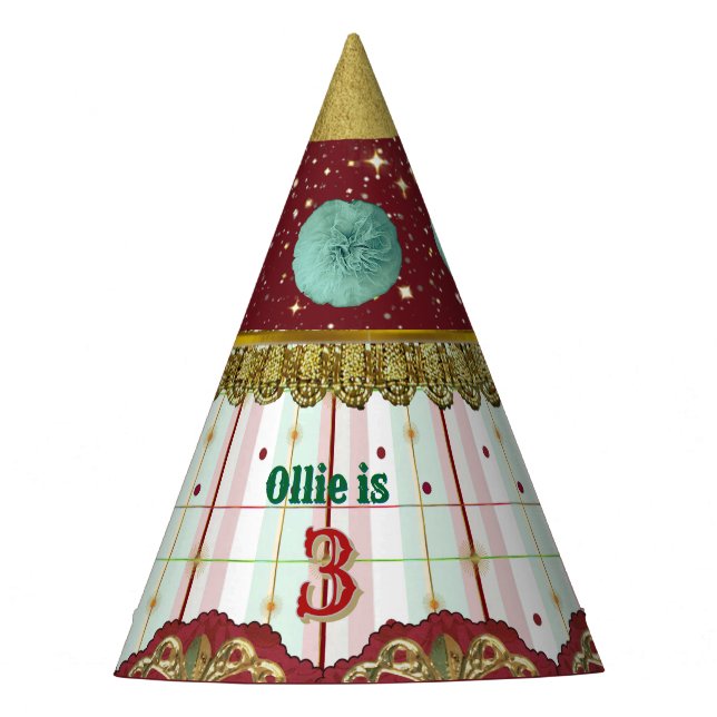 Chapéu De Festa Retro Circus Carnival Hat - Teal Puff (Frente)