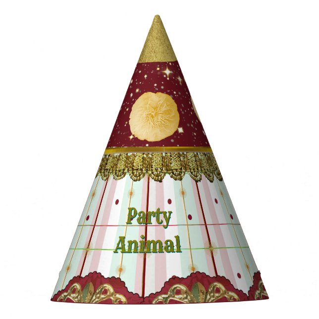 Chapéu De Festa Retro Circus Carnival Party Hat - Yellow Puffs (Frente)