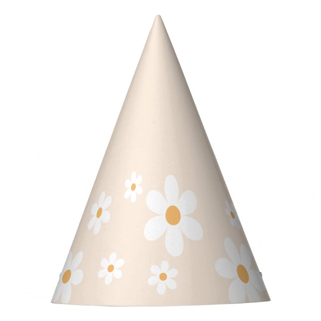 Chapéu De Festa retro daisy boho creme Party Hat (Frente)