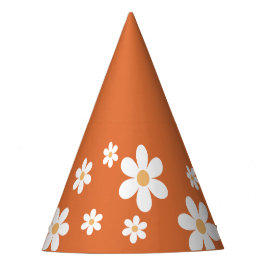 Chapéu de festa retro margarida boho laranja queim