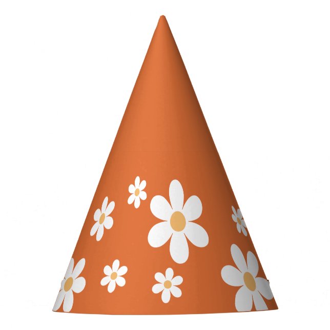 Chapéu de festa retro margarida boho laranja queim (Frente)