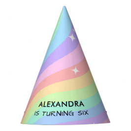 Chapéu De Festa Retro Pastel Rainbow 6th Birthday Party