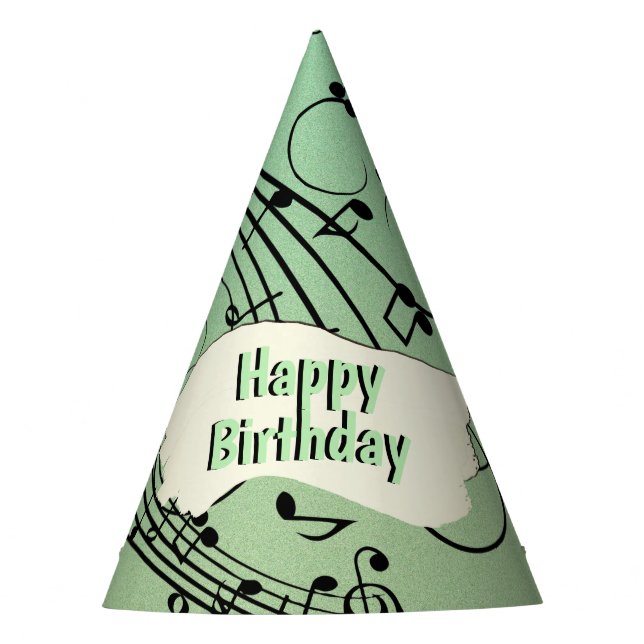 Chapéu De Festa Rico Notes Green Music Design (Frente)