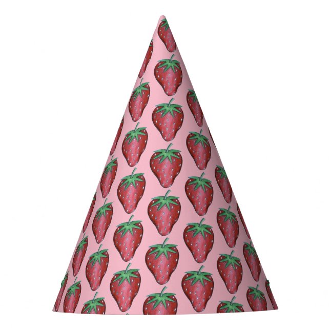 Chapéu De Festa Ripe Juicy Strawberry Strawberry Fruta Berry (Frente)