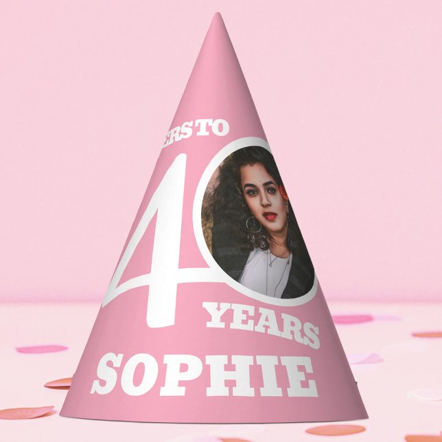 Chapéu De Festa rosa claro aniversário de 40 anos personalizada de (Criador carregado)