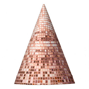 Chapéu De Festa Rosa dourado: azulejos de mosaicos quadrados.