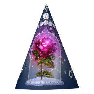 Chapéu De Festa Rosa Mágica Encantada Vermelha Azul Floral Brilho 