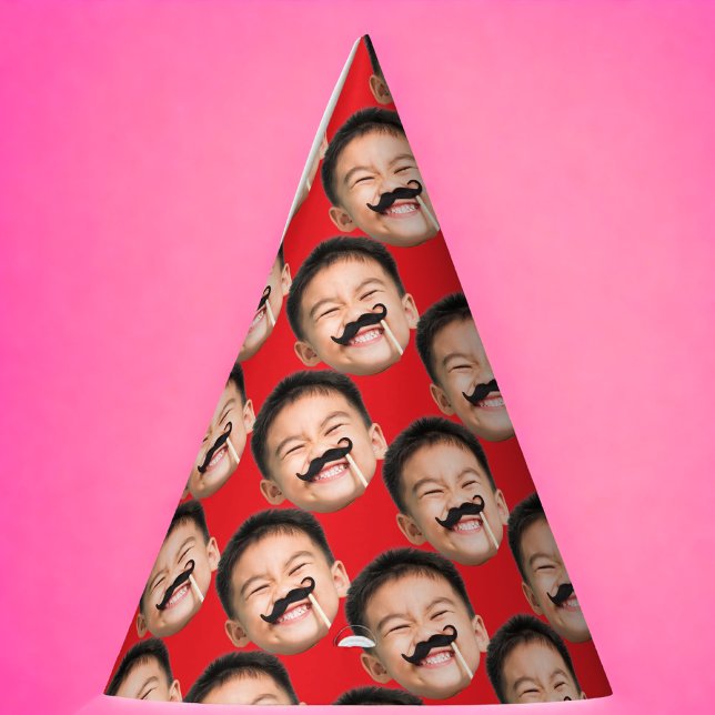 Chapéu De Festa Rosto Personalizado Vermelho de Aniversário (Criador carregado)