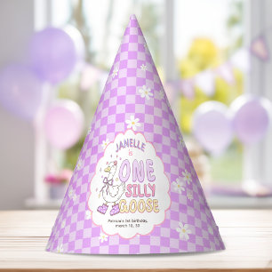 Chapéu De Festa Roxa Uma Gansa Boba - Menina Primeiro Aniversário