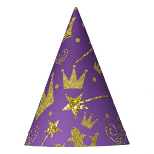 Chapéu De Festa Roxo & princesa Dourado Partido das meninas do