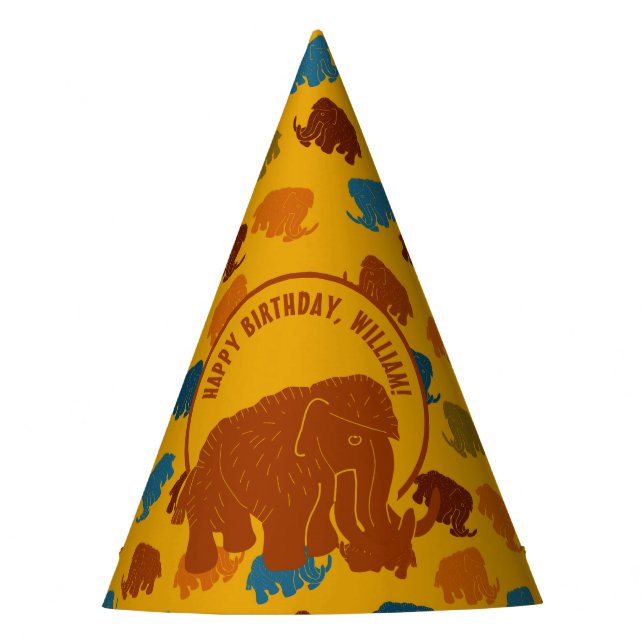 Chapéu De Festa Rust e Dourado Cartoon Wooly Mammoth Personalizado (Frente)