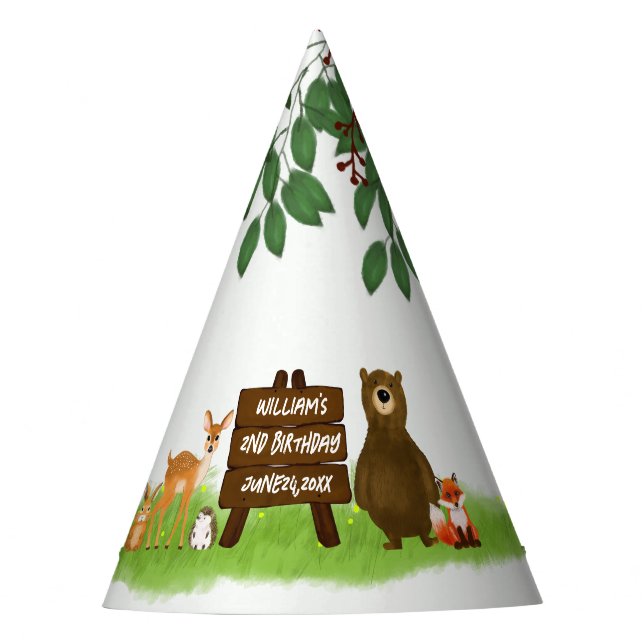 Chapéu De Festa Rustic Woodland Forest Party Animals  (Frente)