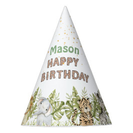 Chapéu De Festa Safari Wild One Watercolor Birthday