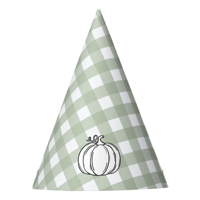 Chapéu De Festa Sage Green Gingham Pumpkin (Frente)