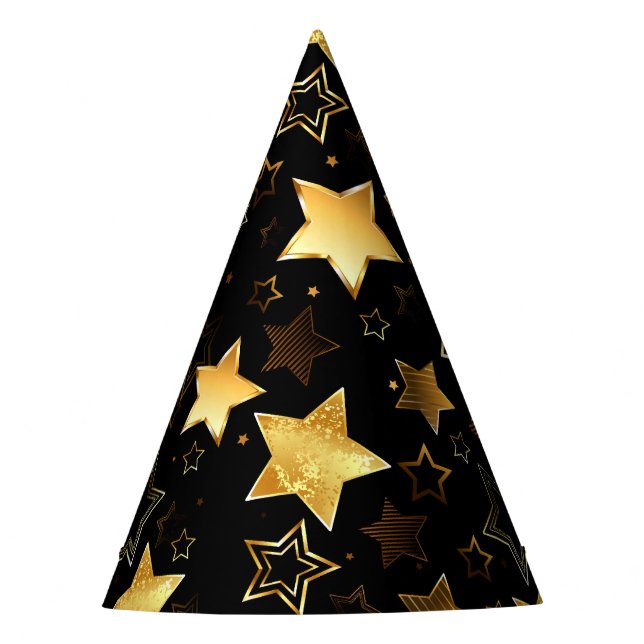 Chapéu De Festa Seamless pattern with Golden Stars (Frente)