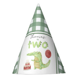 Chapéu De Festa Segundo aniversário Crocodilo de Aquarela