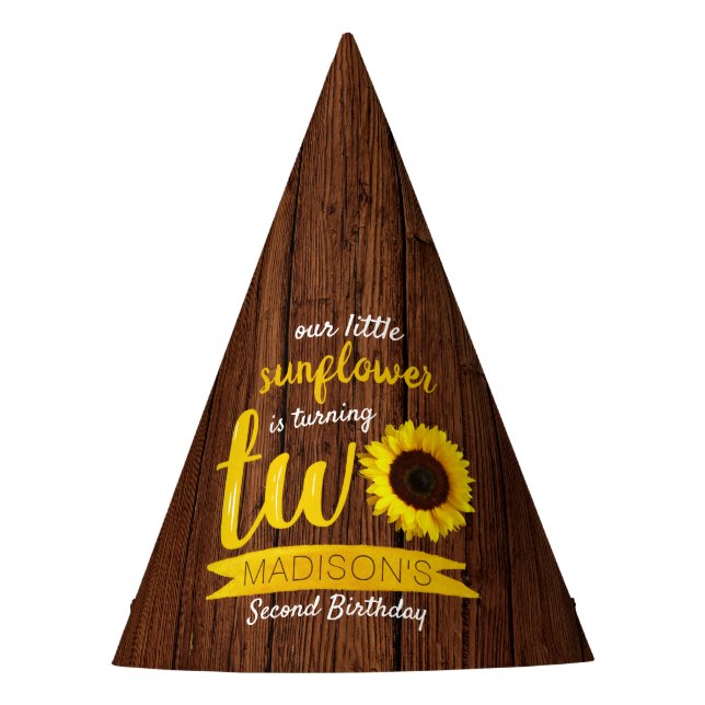 Chapéu De Festa Segundo aniversário de girassol (Frente)