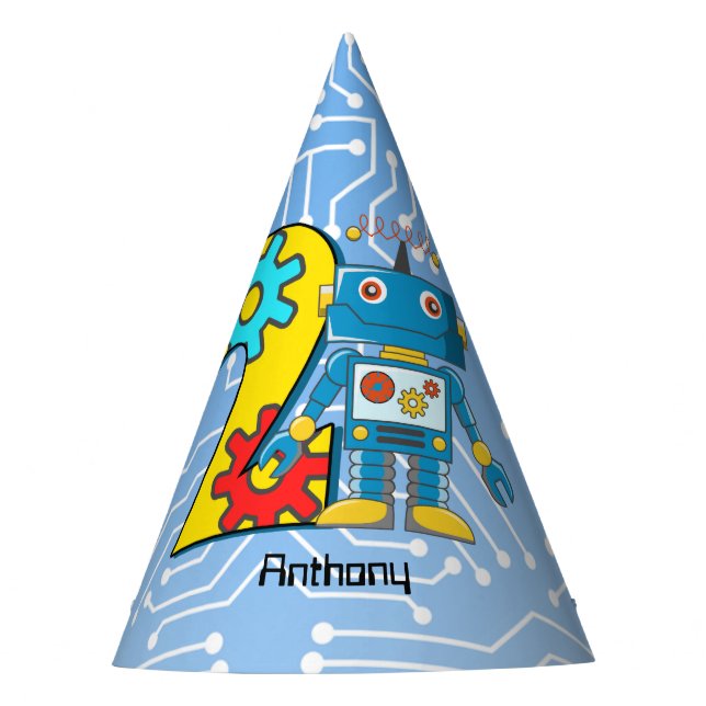 Chapéu De Festa Segundo aniversário Robot Personalizado (Frente)
