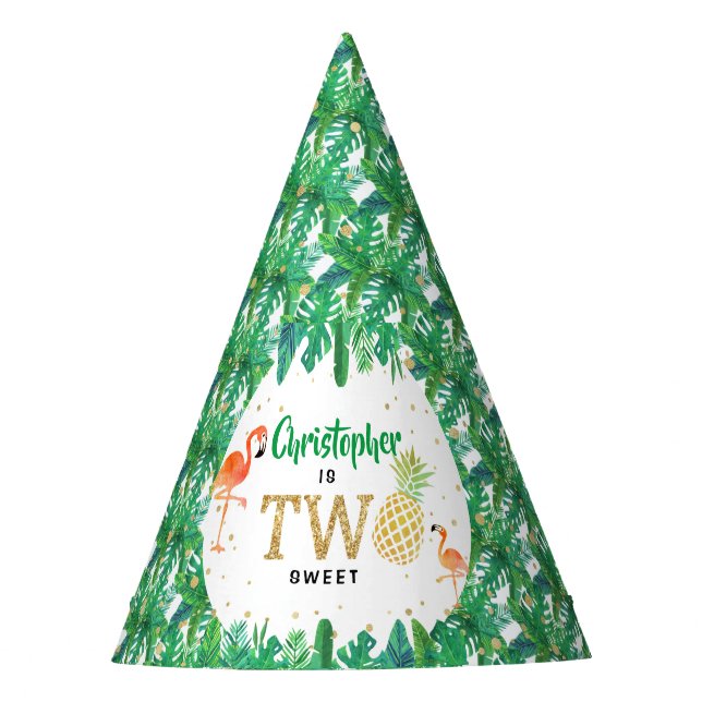Chapéu De Festa Segundo aniversário Tropical Summer Beach Luau Boy (Frente)