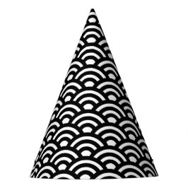 Chapéu De Festa Seigaiha, Ondas, Japonês, Preto e Branco