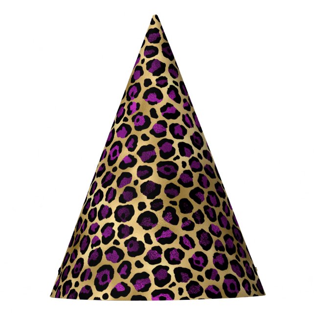 Chapéu De Festa Série Leopardo roxa e Dourada Design 4 (Frente)