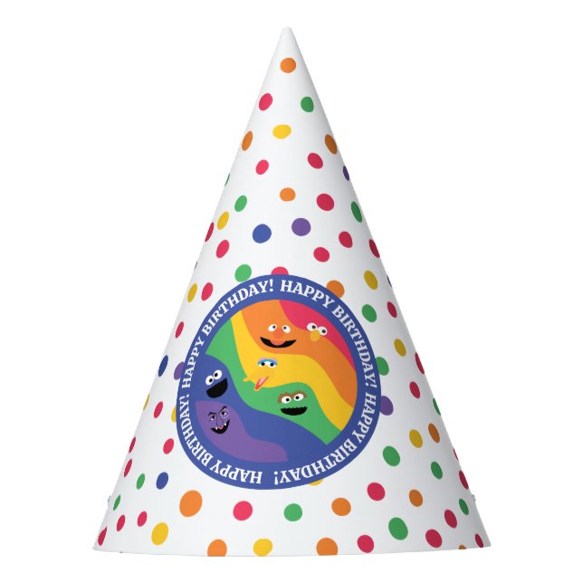 Chapéu De Festa Sesame Street Pals Rainbow Happy Birday (Frente)