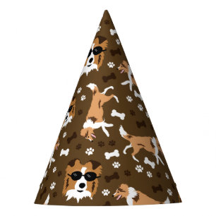 Chapéu De Festa Shetland Sheepdog Shelties Pawprint Patterme Party