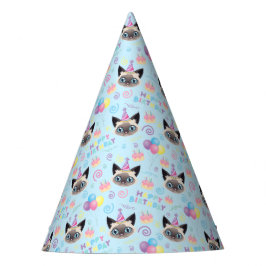 Chapéu De Festa Siamese Cat Birthday Party Hat Blue