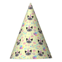 Chapéu De Festa Siamese Cat Birthday Party Hat Yellow