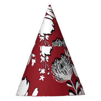 Chapéu De Festa Silhueta floral, padrão botânico colorido.