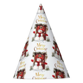 Chapéu De Festa Snowman Dourado Feliz Texto de Natal