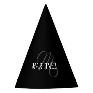 Chapéu De Festa Sobrenome Personalizado Elegante Preto Nome