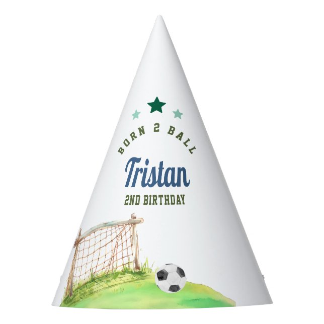 Chapéu De Festa Soccer “Born Two Ball” Second Birthday (Frente)
