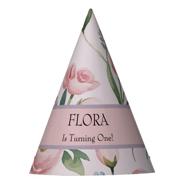 Chapéu De Festa Soft Pastel Floral Personalized Birthday (Frente)