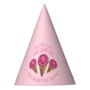 Chapéu De Festa Sorvete De Morango Cone Icecream