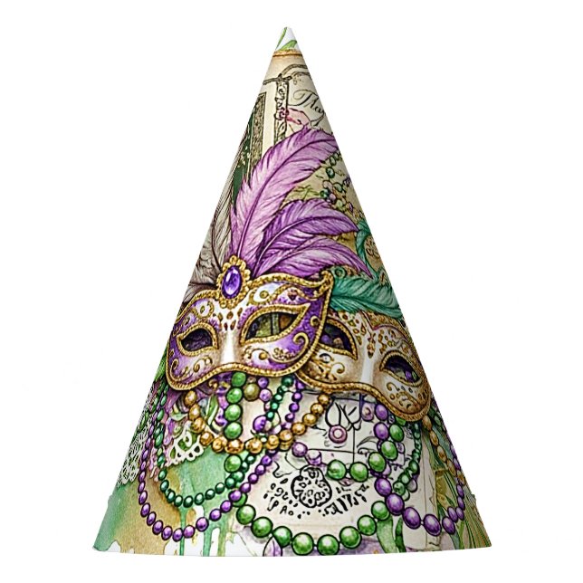 Chapéu De Festa Splatter Mardi Gras collage (Frente)