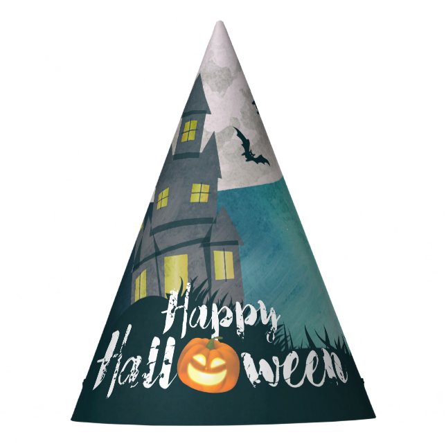 Chapéu De Festa Spooky Haunted House Figurume Night Sky Halloween (Frente)