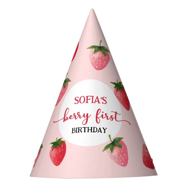 Chapéu De Festa Strawberry Berry Primeiro Aniversário (Frente)