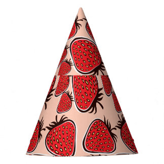 Chapéu De Festa Strawberry Delight: Charme de Padrão Vintage.