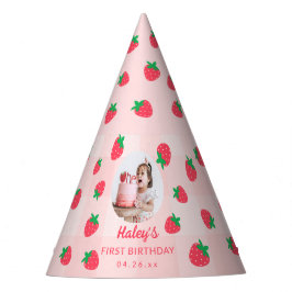 Chapéu De Festa Strawberry Pink Berry First Baby Birthday Foto