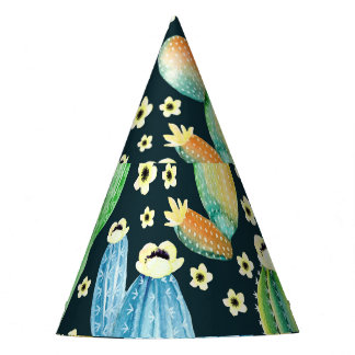 Chapéu De Festa Suculente Watercolor Cactus Padrão Floral