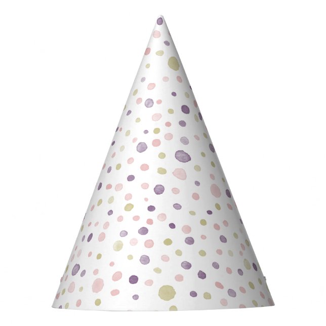 Chapéu De Festa Susan Confetti Watercolor Dots Party Hat (Frente)