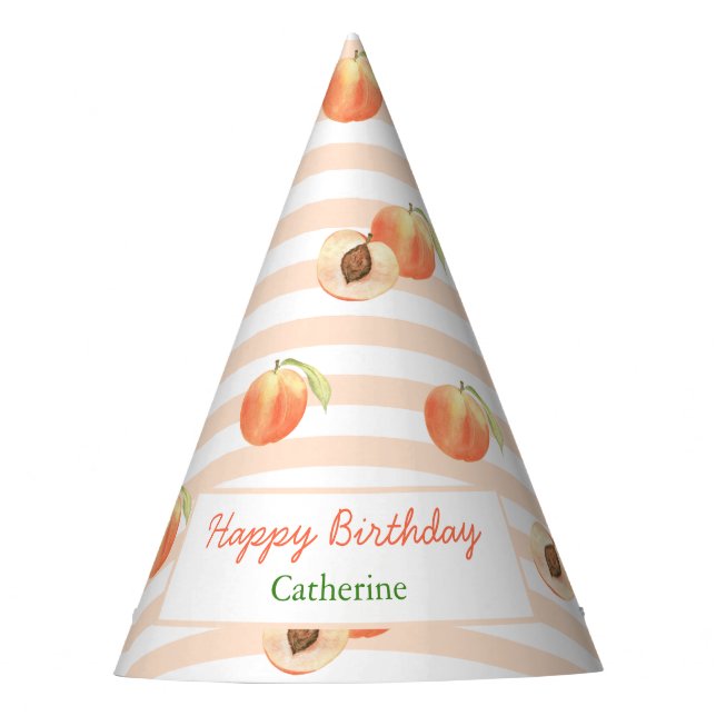 Chapéu De Festa Sweet Little Peach Stripes Girl Birthday (Frente)